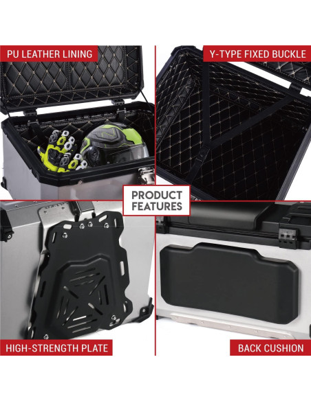 Caja de Cola de Motocicleta Letusto 55L Aluminio Plata