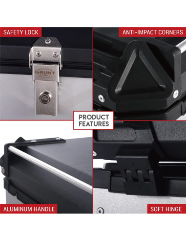 Caja de Cola de Motocicleta Letusto 55L Aluminio Plata