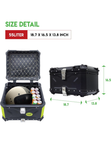 Caja de Cola de Motocicleta Letusto 55L Aluminio Plata