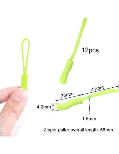 CooBigo 12 Pack Tiradores de Cremallera Verde Neón