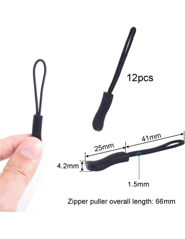 CooBigo 12 Pack Tiradores de Cremallera Negros - Universal
