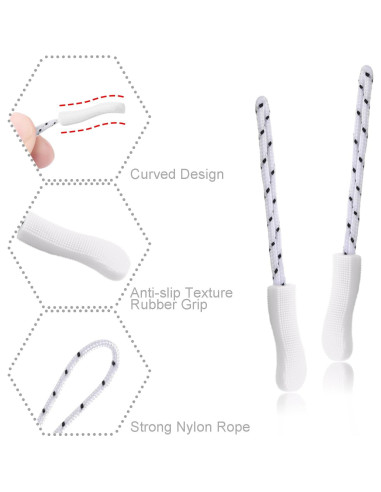 Tiradores de Cremallera CooBigo 12 Paquetes Blanco Antideslizante