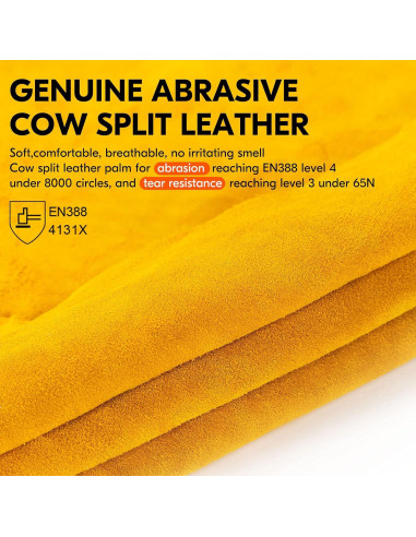 Guantes de Trabajo Vgo Cuero Vacuno Medianos Dorados