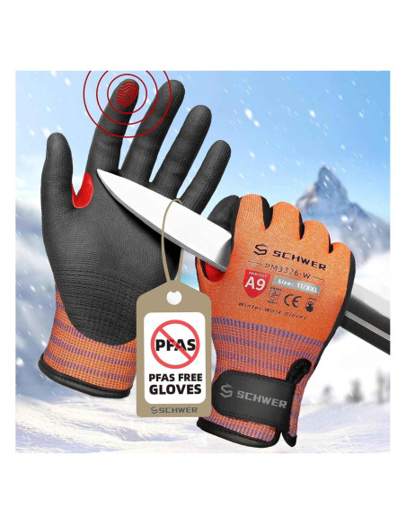 Guantes de Trabajo Schwer PM3326-W Naranja Invierno Aislados