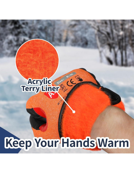 Guantes de Trabajo Schwer PM3326-W Naranja Invierno Aislados