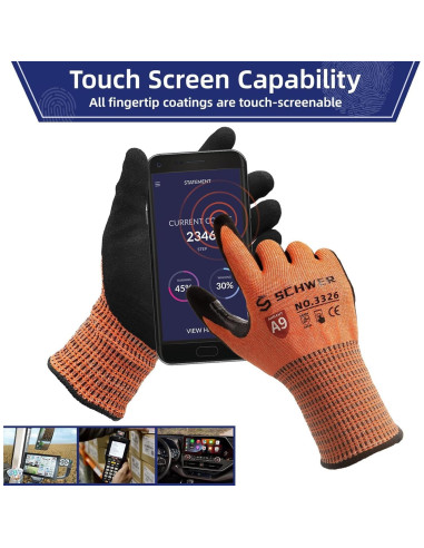 Guantes de Trabajo Schwer ProGuard A9 Naranja Antideslizantes