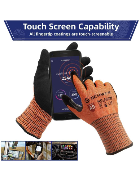Guantes de Trabajo Schwer ProGuard A9 Naranja Antideslizantes