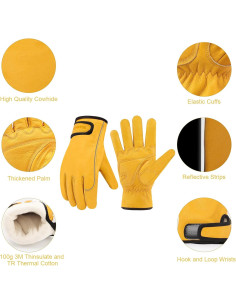 Guantes de Trabajo de Invierno Thinsulate Cuero Naranja S 2