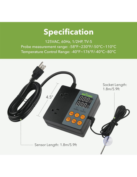 Controlador Digital de Temperatura BN-LINK T9 15A 1875W