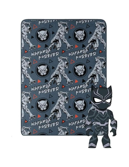 Conjunto Almohada Abrazo y Manta Seda Northwest Pantera Negra