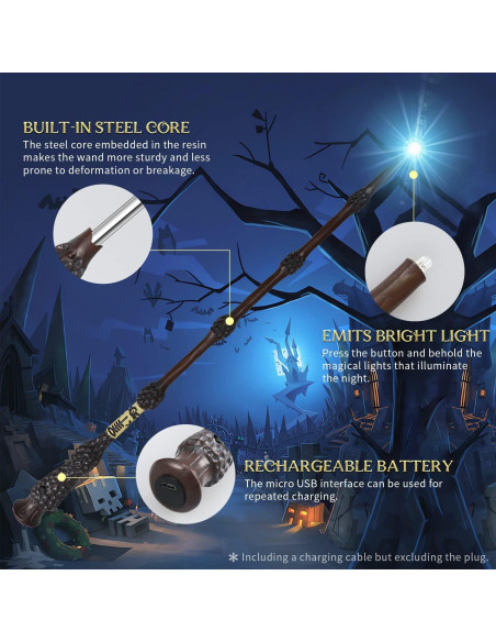 Varita Mágica Iluminada Kwistq Recargable con Accesorios