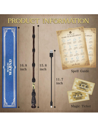 Varita Mágica Iluminada Kwistq Recargable con Accesorios
