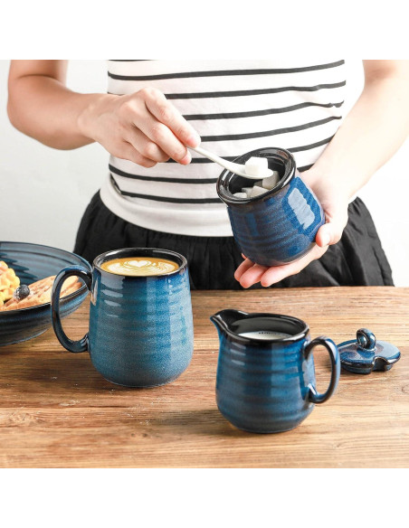 Juego de Azúcar y Crema Hasense Cerámica Azul 311g 283g