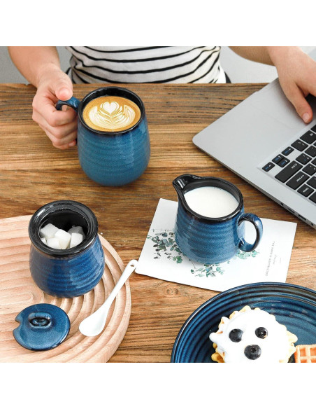 Juego de Azúcar y Crema Hasense Cerámica Azul 311g 283g