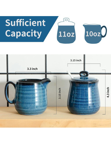 Juego de Azúcar y Crema Hasense Cerámica Azul 311g 283g