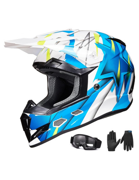 Casco ILM H613 para Niños Motocross Azul Mediano