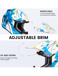 Casco ILM H613 para Niños Motocross Azul Mediano 2