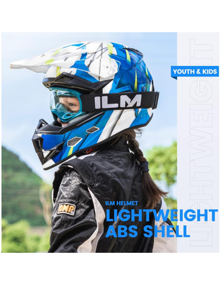 Casco ILM H613 para Niños Motocross Azul Mediano