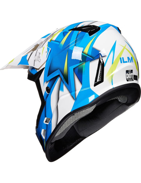 Casco ILM H613 para Niños Motocross Azul Mediano