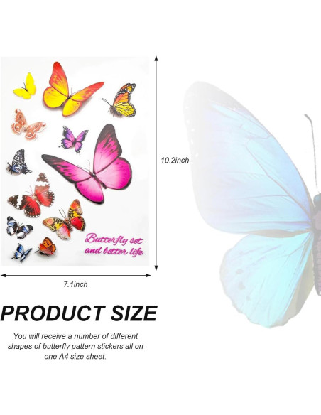 Calcomanías de Vinilo Mariposa SHMZK 18x26 cm Impermeable