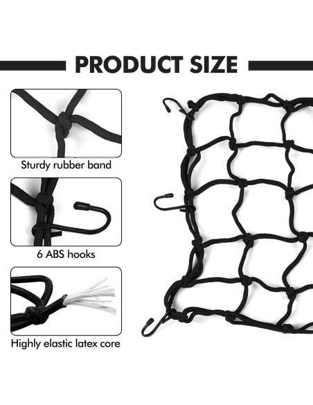Red de Carga Elástica Wogomz 15x15 cm Ajustable Negro
