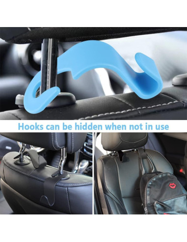 Gancho Oculto NHHC para Reposacabezas Coche Azul 4 Pcs