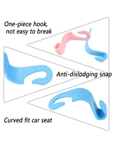 Gancho Oculto NHHC para Reposacabezas Coche Azul 4 Pcs