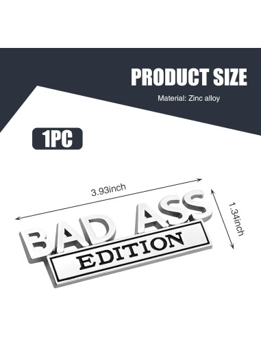 Calcomanía de Insignia de Coche Prywog 9.91x3.30cm Plata/Negro