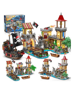 Juego de Construcción Castillo Pirata INSOON 1502 Piezas LED
