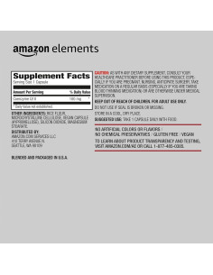 Suplemento Vegano CoQ10 100 mg Amazon Elements 60 Cápsulas 2