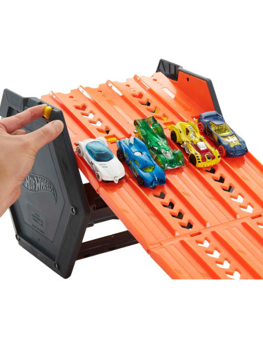 Set de Pista Hot Wheels Roll Out Raceway 5 Carriles con Almacenaje