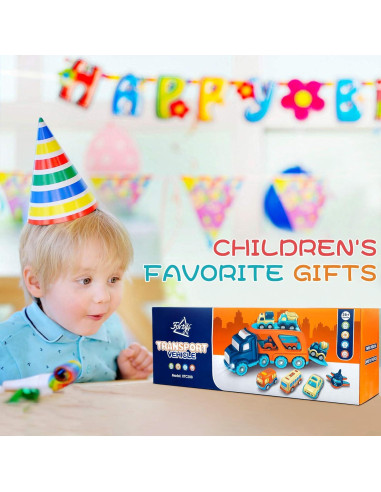 Set de 9 Autos de Juguete para Niños - Forty4 - Camión con Sonido