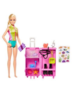Juego de Barbie Biologa Marina + Laboratorio Móvil + 10 Acc.
