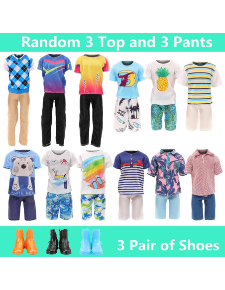 Miunana Lote 12 Ropa y Zapatos para Muñeco Niño