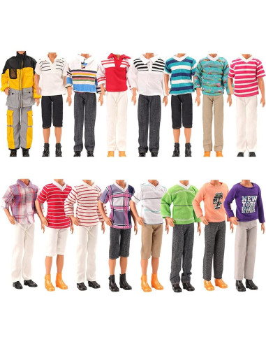 Miunana Lote 12 Ropa y Zapatos para Muñeco Niño