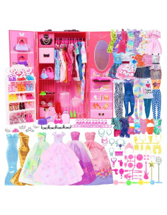 127 Accesorios de Ropa para Muñecas 1/6 HUIWJH con Armario