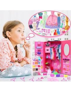 127 Accesorios de Ropa para Muñecas 1/6 HUIWJH con Armario 2