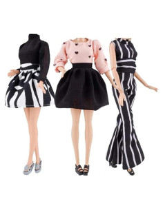 Ropa de Muñeca E-TING 3 Conjuntos Vestidos 29 cm