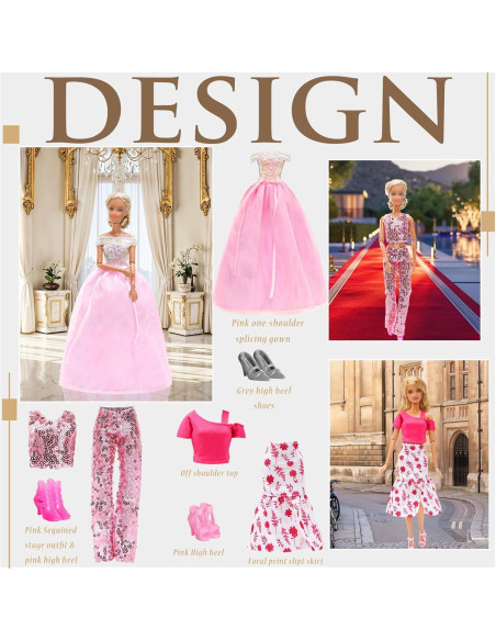 15 Piezas Ropa y Accesorios para Muñecas 29 cm Chic