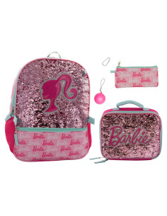 Mochila Barbie Rosa 4 Piezas 40.6 cm con Lonchera