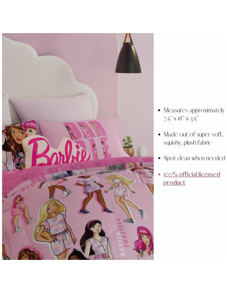 Almohada de Abrazo Barbie Franco 43 cm Logo Rosa Suave