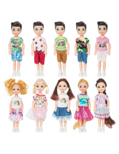 Conjunto 10 Muñecas Mini ONEST 12.7 cm con Ropa y Accesorios