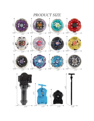 Conjunto de Juguetes Bey Battling Top AIBREAY 12 Trompos y 3 Lanzadores