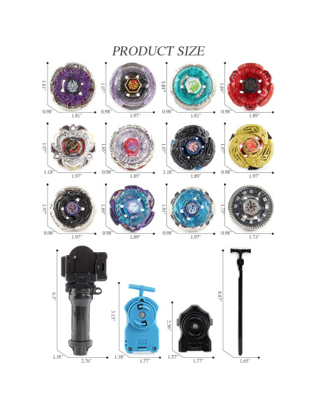 Conjunto de Juguetes Bey Battling Top AIBREAY 12 Trompos y 3 Lanzadores