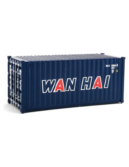 Contenedor Corrugado 20 pies Wan Hai HO 1:87 Azul y Blanco
