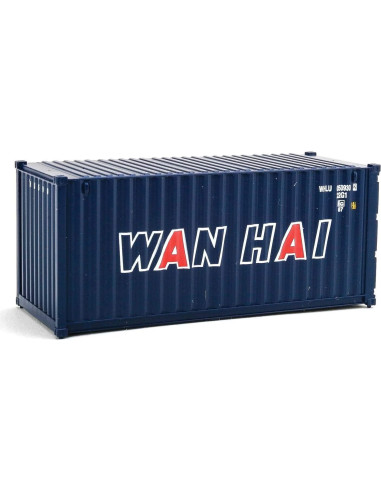 Contenedor Corrugado 20 pies Wan Hai HO 1:87 Azul y Blanco
