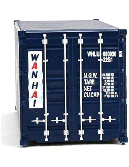 Contenedor Corrugado 20 pies Wan Hai HO 1:87 Azul y Blanco