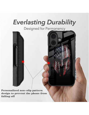 Funda protectora POCOOA para iPhone 16 - Diseño bandera americana