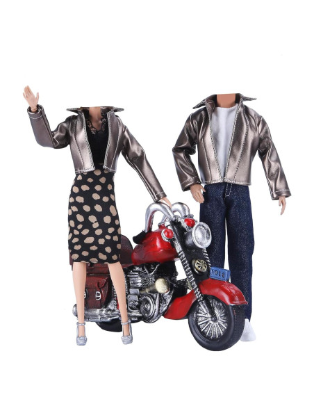 E-TING Conjunto Abrigo de Cuero Metálico para Muñecas 30 cm