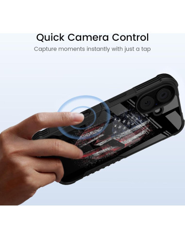 Funda protectora POCOOA para iPhone 16 - Diseño bandera americana